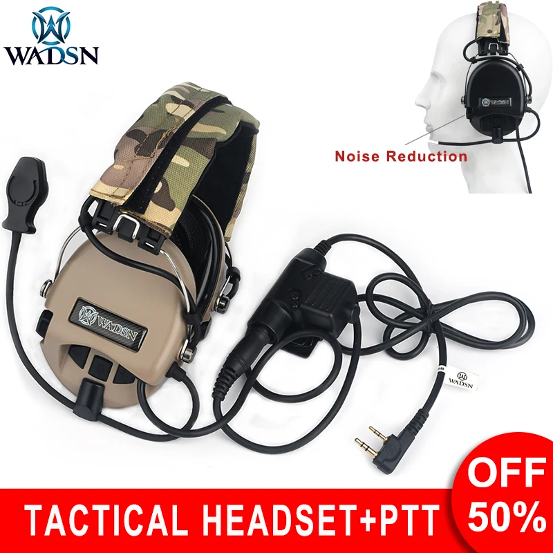 WADSN MSA Outdoor Hunting Headset Sordin Tactical Headsets with U94 Civilian PTT Noise Canceling Communication Headphones