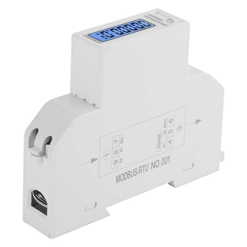 5-100A 220V Energy Meter Single Phase RS485 MODBUS Protocol LCD Backlit Display Din Rail Watt Meter Energy Meter