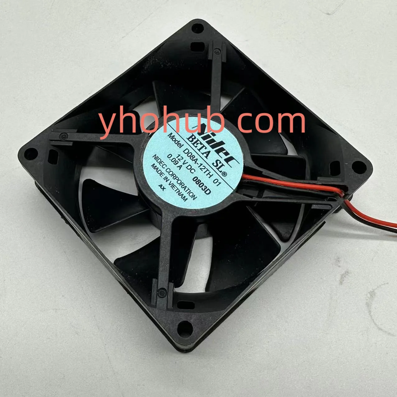 Nidec D08A-12TH 01 DC 12V 0.09A 80X80X25mm 2-Wire Server Cooling Fan