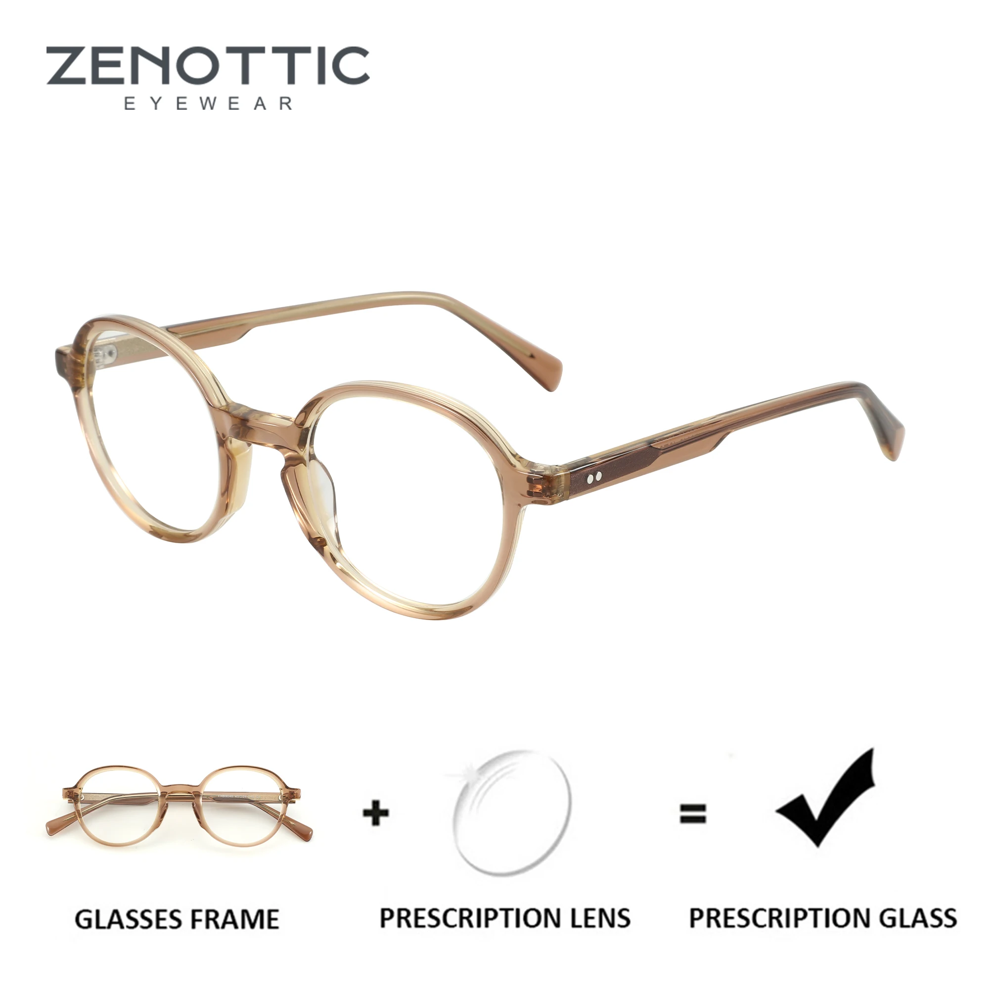 

ZENOTTIC (S Size) Retro Round Progressive Prescription Glasses Acetate Myopia Eyewear Square Optical Eyeglasses for Unsiex