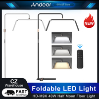 Andoer LED Video Light Floor Foldable Fill Light Half Moon Lamp 3200K-5600K with Stand for Beauty Salon Makeup Live Streaming