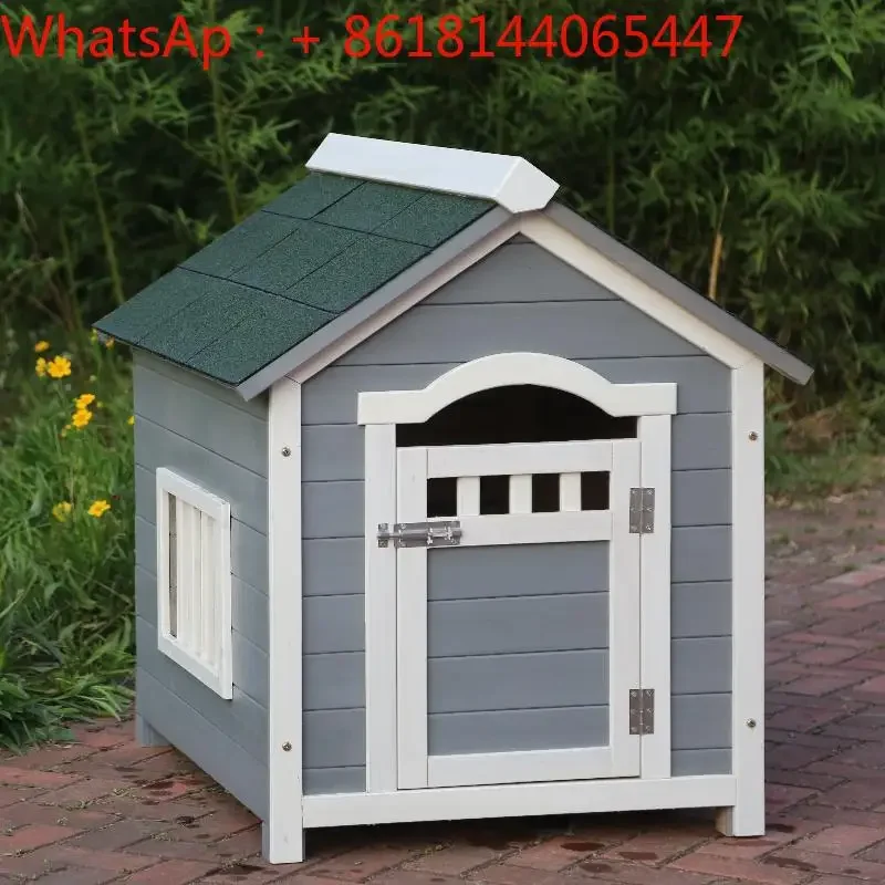 Luxury kennel, all-season outdoor dog house, warm in winter and summer, medium and large dogs, solid wood rainproof cat villa