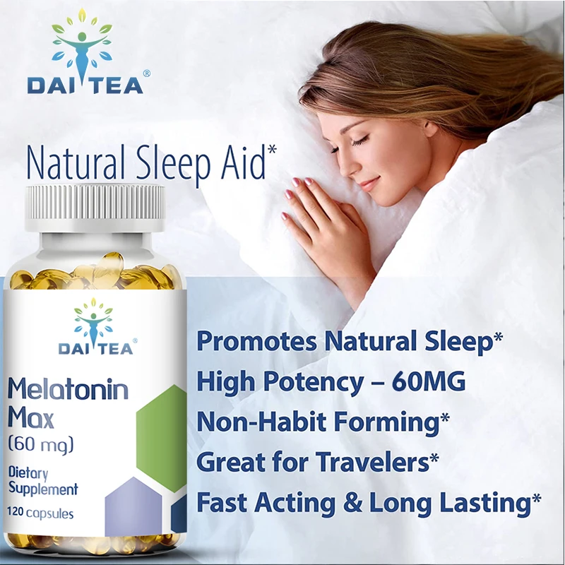 Daitea - Melatonin 60mg, effective decomposition, natural formula, no habit, deep sleep, permanent sleep, natural sleep