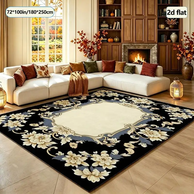 1 piece ornate floral traditional carpet, soft comfortable, all seasons, easy to care for, home decor, room decor, winter, autumn, ideal for living room, bedroom, entryway