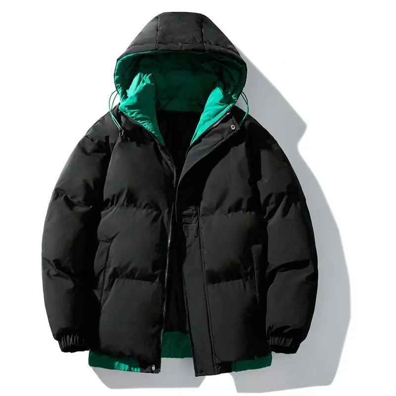 2026 New Fashion Winter Men Solid Color Casual Simple Basic Long Sleeve Hooded Parkas European American Style Male Top Clothes