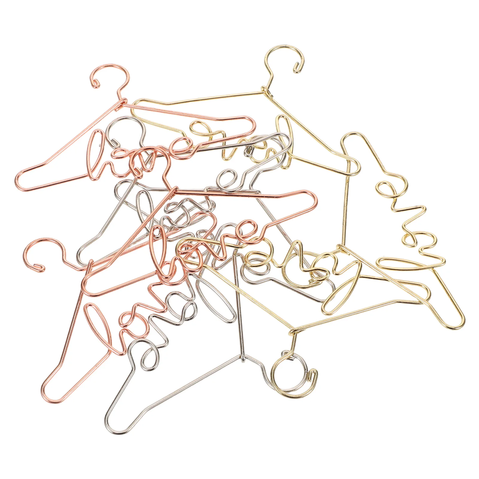 15 Piezas de Mini Perchas con Diseño de Carta de Amor para Organizar Accesorios de Casa de Muñecas, Perchas de Ropa en Miniatura, Decoración de Habitación Infantil