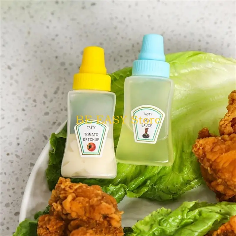 E28F 8pcs mini biberón ketchup condimento biberones biberón biberón biberón salsa pequeña dispensadores para