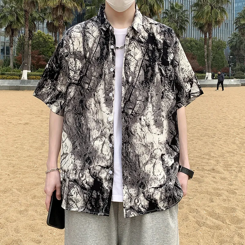 2025 Trendy Summer Men's Tropical Print Shirt - Breathable Short Sleeve Casual Beach Party Shirt, Lightweight & Stylish Plus 5XL