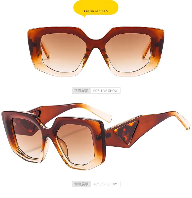 KAMMPT Übergroße Vintage Sonnenbrille Frauen Mode Unregelmäßigen Farbverlauf Shades Brillen Trendy Luxus Marke Design UV400 Sonnenbrille – Detail 13