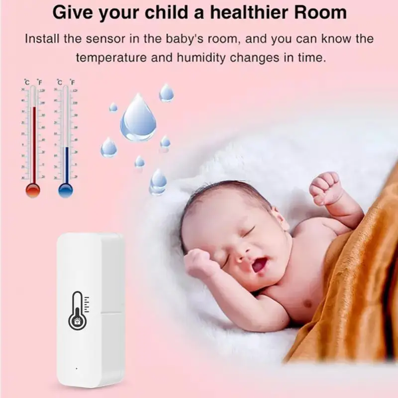 Tuya WiFi Temperature and Humidity Sensor Indoor Smart Life APP Battery Thermometer Hygrometer Monitor Works With Alexa Google