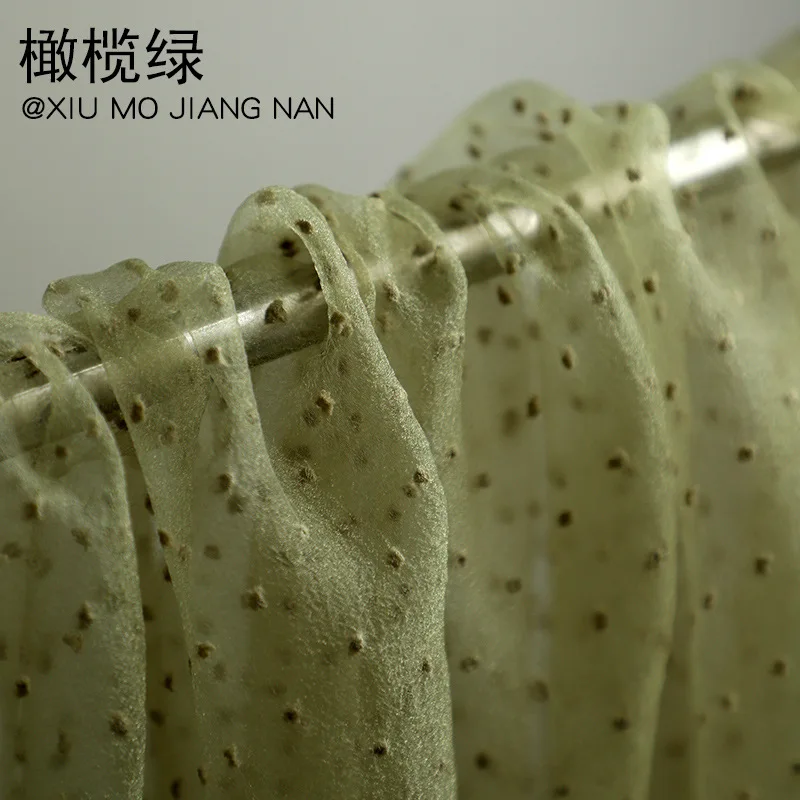 Bubble flocking dots organza tulle transparent yarn for children woman clothing wedding dress fashion decoration fabric