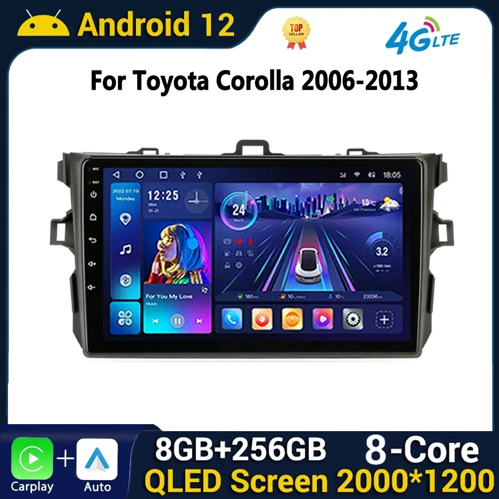 for Toyota Corolla E140/150 2006-2013 Android Car Radio Carplay Head Unit Multimedia Player 2 Din DVD Speakers Players GPS