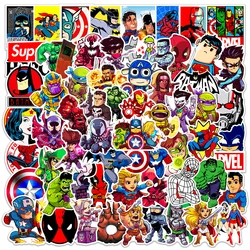 Autocollants The Avengers Marvel pour moto, téléphone, voiture, skateboard, ordinateur portable, décalcomanie, étanche, classique, jouet pour enfant, 50 pièces, 100 pièces