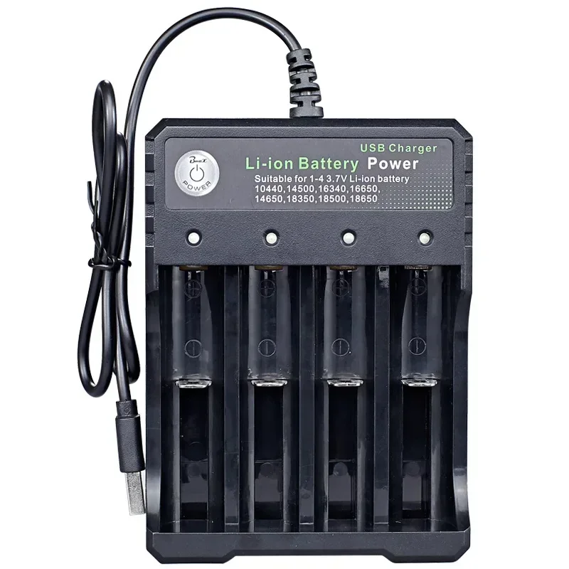 4 Slots 18650 Charger Independent Charging 3.7V Li-ion Battery Smart Charger for 10440 14500 16340 16650 14650 18350 18500 18650