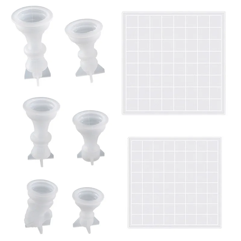 

7pcs Diy Resin Silicone Mold For Crystal Drop Glue 3d Chess Pieces Chessboard Ornaments Home Decor Craft Tool Christmas