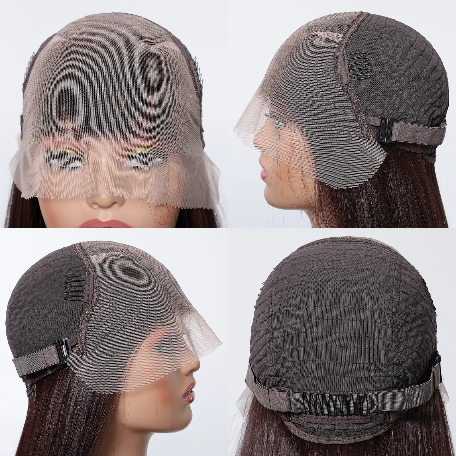 ALAN EATON 13*6 Synthetic Lace Wigs Dark Brown Highlight Wig for Women Natural Looking Lace Front Wig with Baby Hair Daily Party image 6