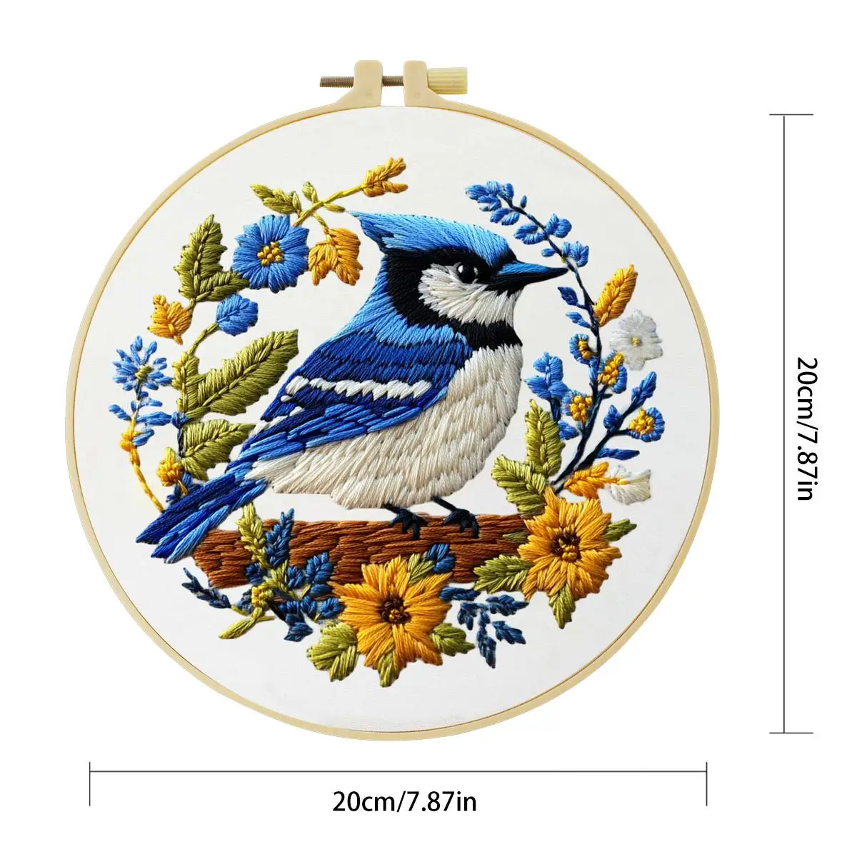 1 Stück 20X20CM/15X15CM 7,87/6,3 Zoll Bluejay Stickerei Starter-Kit DIY-Kit DIY-Stickerei-Set Handarbeiten Malerei – Detail 3
