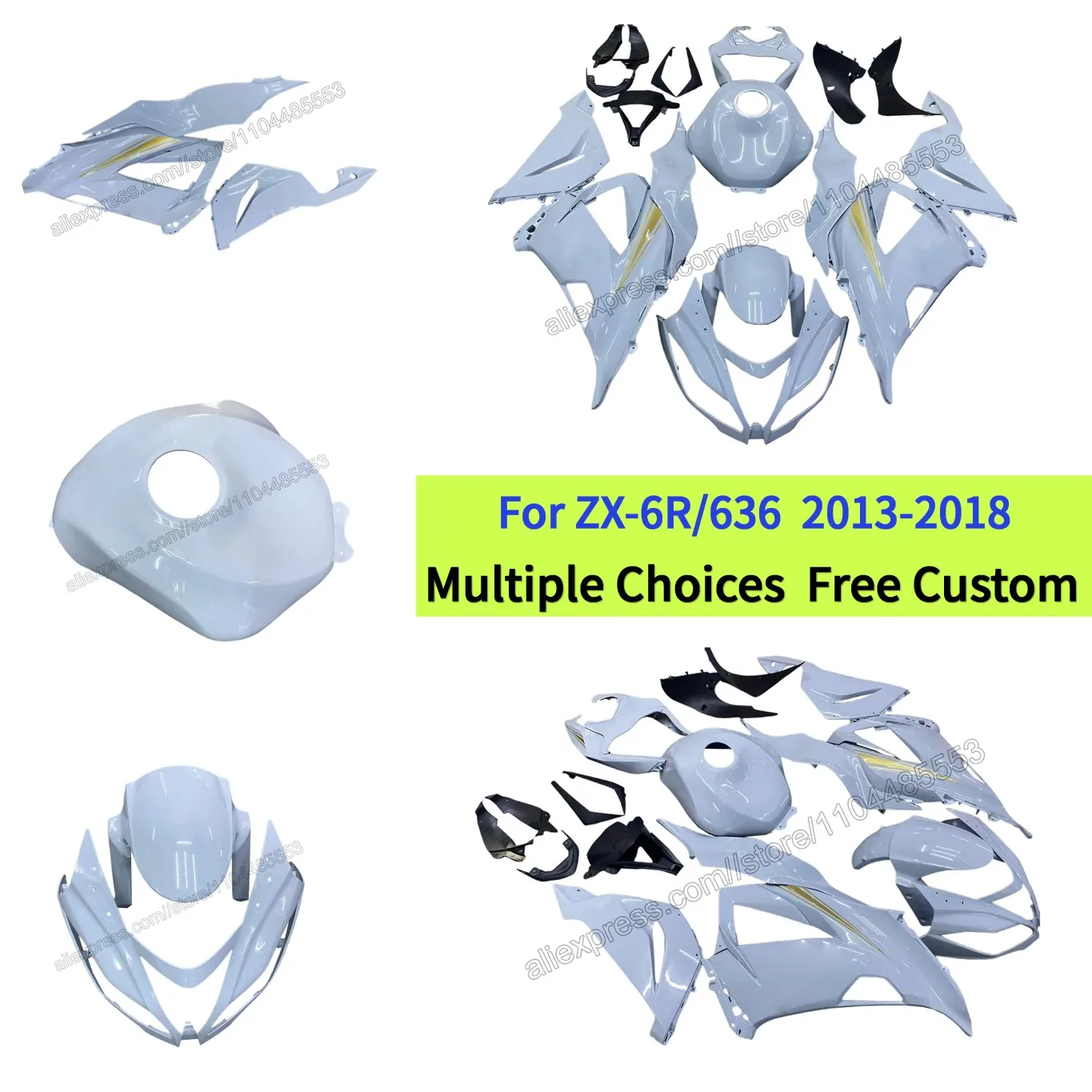 

Motorcycle Body Replacement Fairings For 2013-2018 Kawasaki ZX6R Ninja 636 Bodywork Panel Kit ZX 6R | Nardo Gray