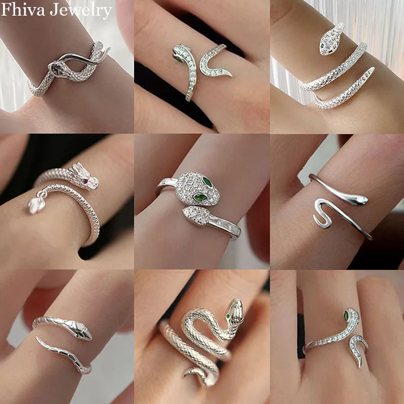 S925 Sterling Silver Adjustable Snake Rings Multiple Options For Women Luxury Jewelry Gift Female Trends Fine Jewelry Wholesale