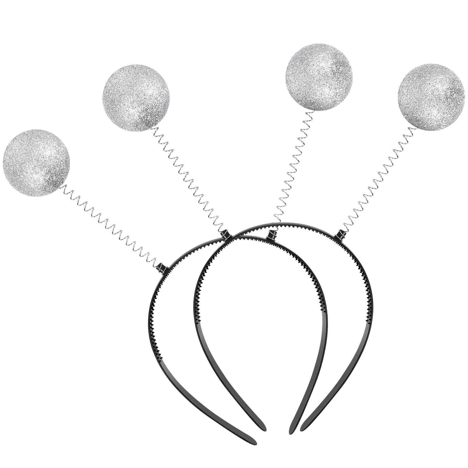 Diadema con antena alienígena, bolas plateadas, accesorio para disfraz, sombreros de fiesta, suministros festivos, dispositivos de carnaval, accesorios de escenario para Halloween, 2 uds.