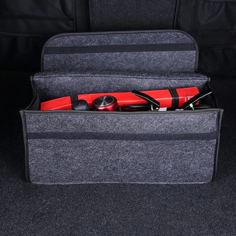 Car Trunk Organizer Soft Felt Storage Box Car Storage Bag Large Anti Slip Compartment Boot Storage Organizer Accessories