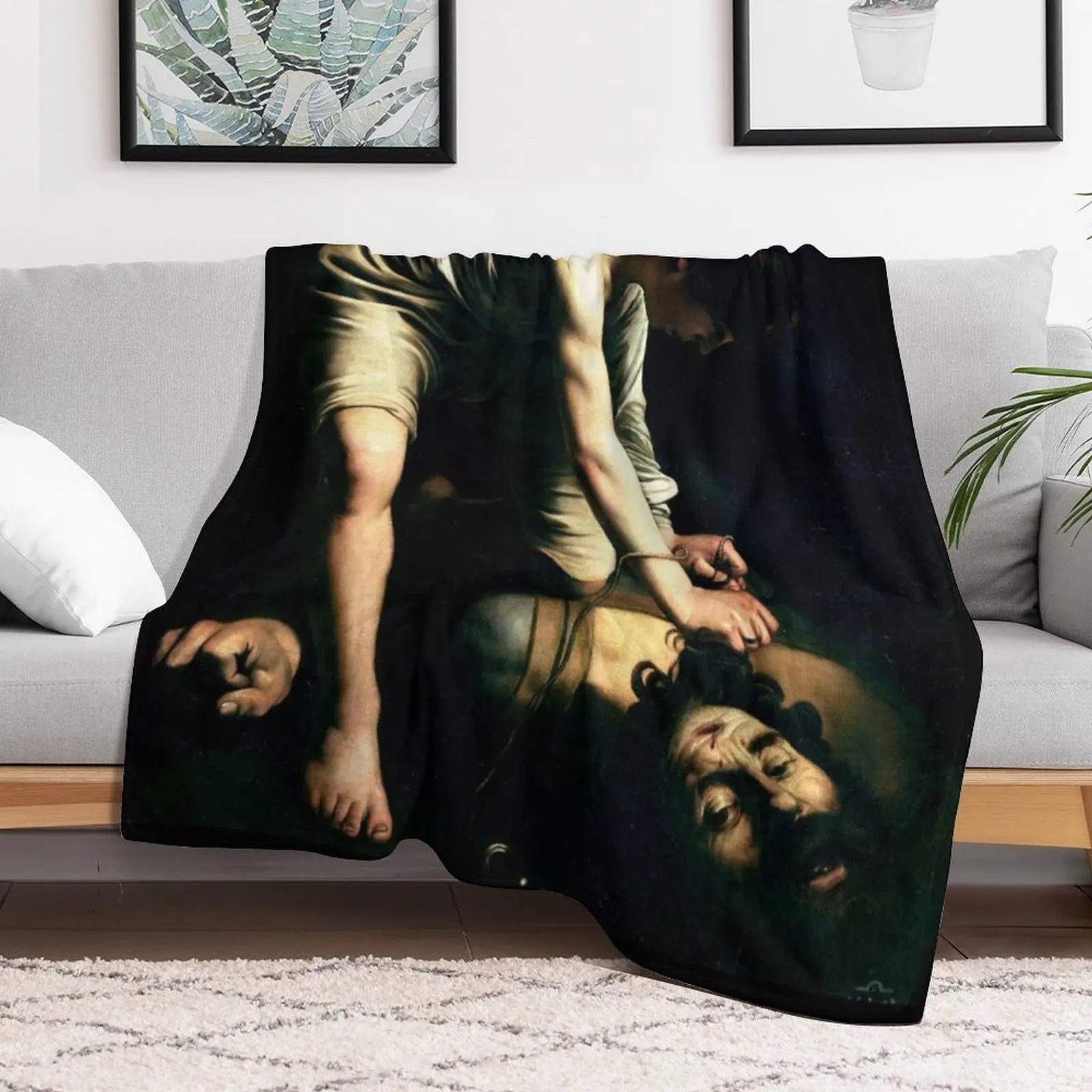 High Res Caravaggio David And Goliath 1600 Throw Blanket valentine gift ideas Sofa Throw Loose bed plaid Blankets