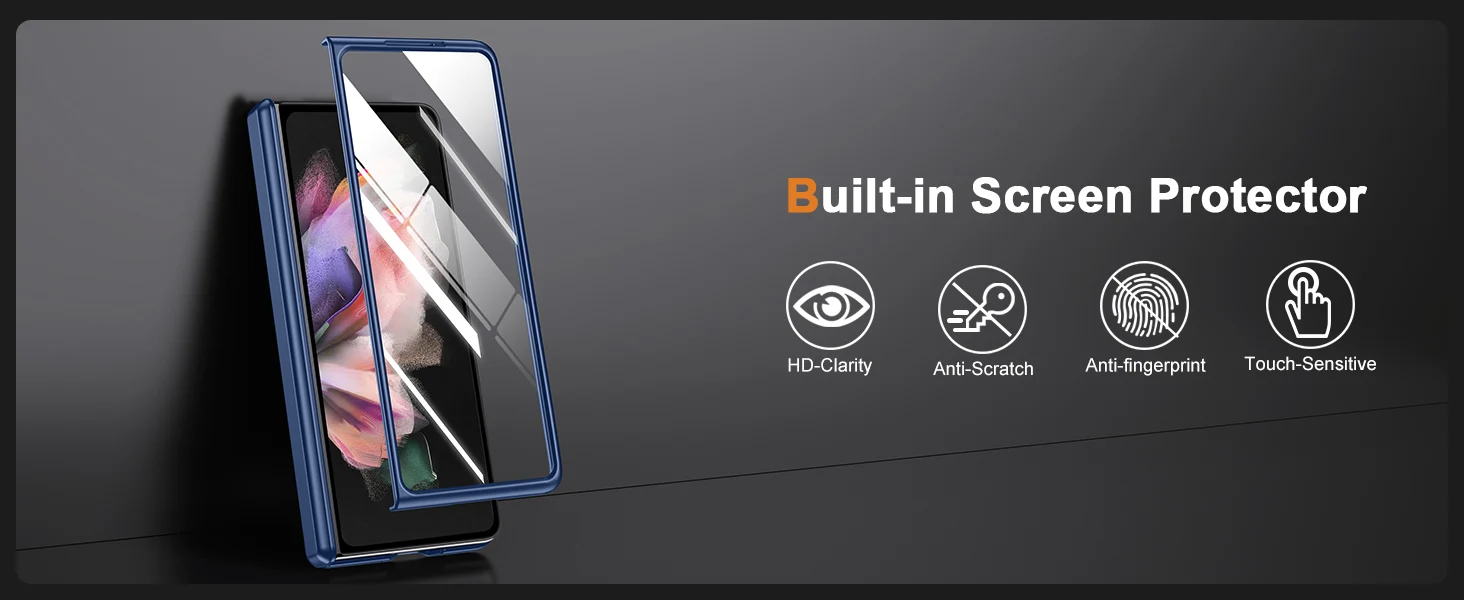Stoß feste schlanke Hülle für Samsung Galaxy Z Fold 3 4 5 Scharnier Schutzhülle mit verstecktem Ständer eingebauter HD-Displays chutz – Detail 7
