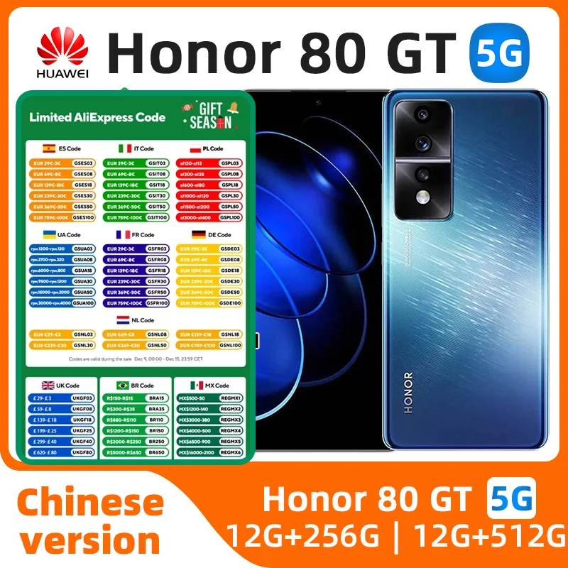 Смартфон HONOR 80 GT 5g, 6,67 дюйма, 120 Гц, экран Snapdragon8 + gen1, 54 МП, камера, 4800 мАч, 66 Вт, зарядка, оригинальный используемый телефон на базе Android