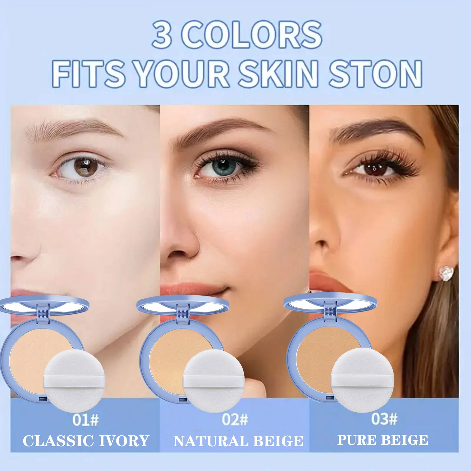 Multi-color setting powder, flawless, long-lasting, not easy to remove makeup, long-lasting oil-control, natural, light and brea