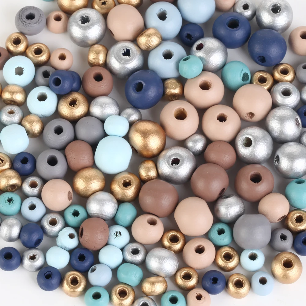 6/8/10mm Natural Wood Morandi Colors Beads Round Wooden Charms Loose Spacer Beads For Jewelry Making Findings DIY Accessories