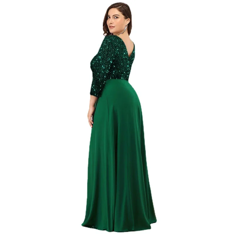 Vestidos de talla grande para mujer, vestido elegante de gasa con lentejuelas para fiesta de noche, maxivestido Formal a la moda para boda y cóctel