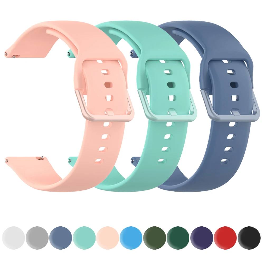 실리콘 팔찌 스트랩, 삼성 갤럭시 워치 6, 5, 4/6 클래식, 5 프로, 4, 액티브 2, 화웨이 워치 GT 4-2-2e-3-3 프로 밴드, 20mm, 22mm