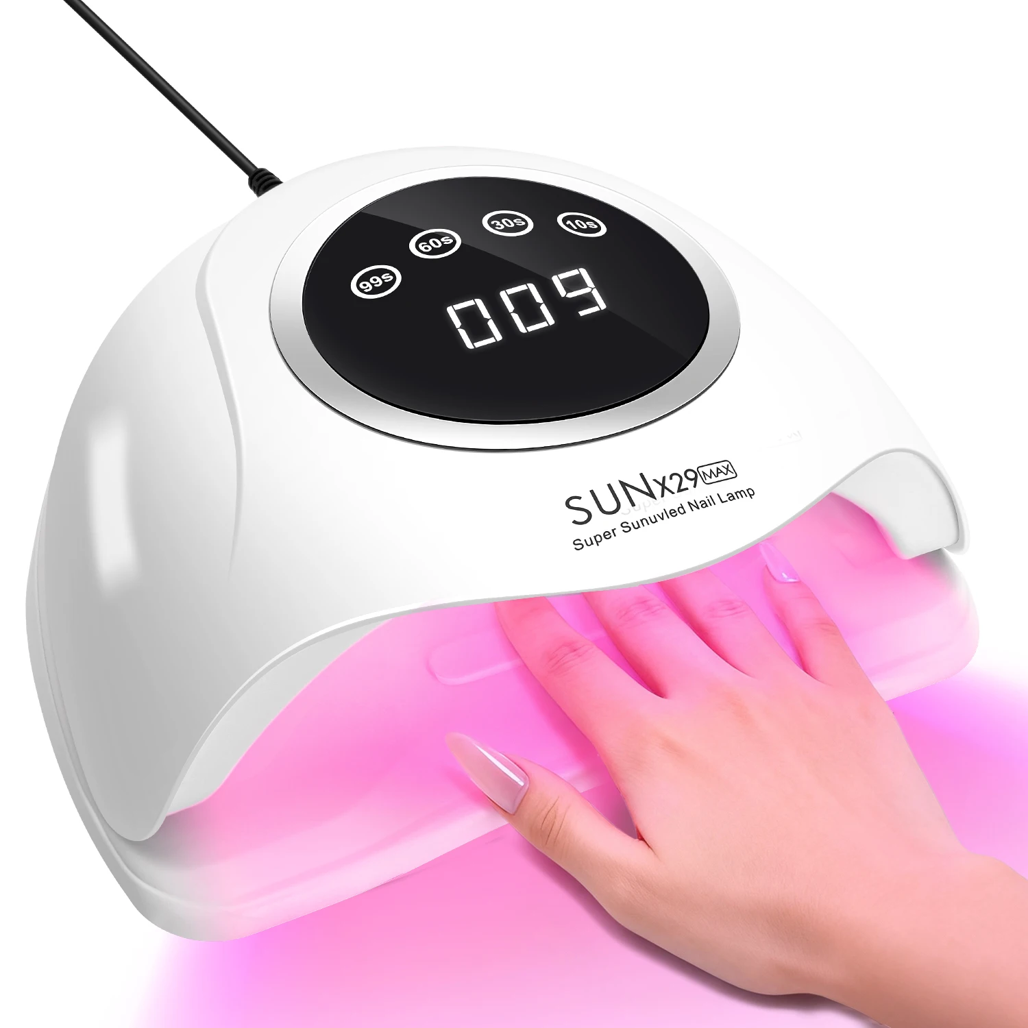 Profesjonalna lampa do paznokci – 4 timery LCD, 360 °   Pełne pokrycie światłem czerwonym i odłączana podstawa (żywość ponad 50 000 godzin)