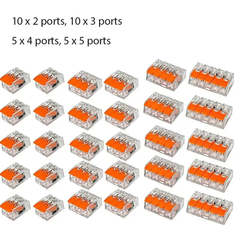 30 1 In And Out Fast Cable Electrical Clamp Kit Connector Terminal 30 Pcs Orange Combinat