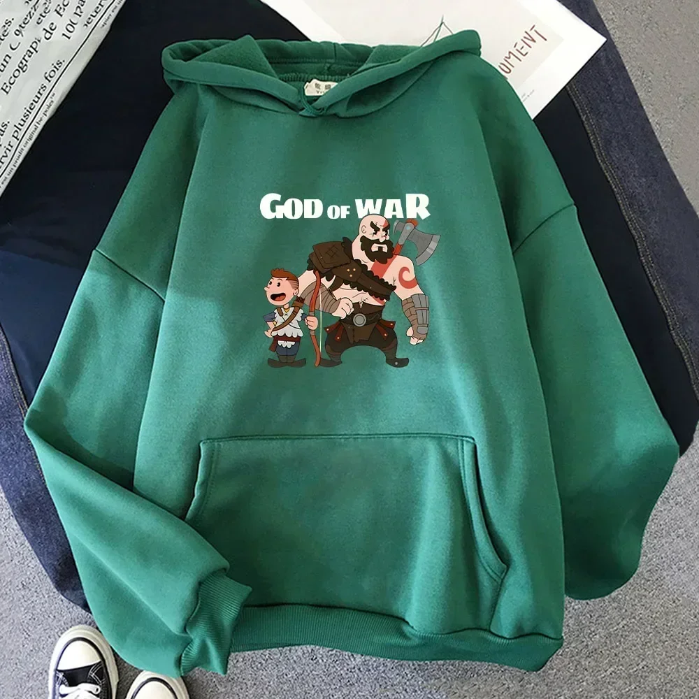 إله الحرب هوديي كبير الحجم لخريف/شتاء البلوز الكرتون طباعة مضحك لطيف الملابس سوداديراس كون كابوتشا للجنسين هودي