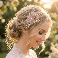 Fashion Gold Color Flower Bridal Barrettes pearl Rhinestone hair clip For Friends Pearl Bridal Wedding Hair Accessories
