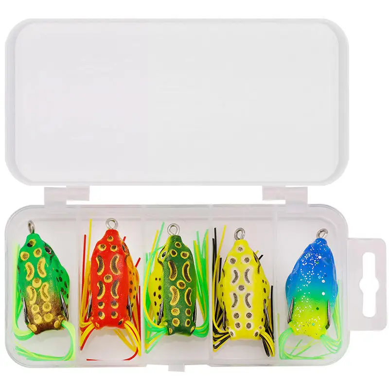 WEIHE 5pcs/15pcs frog fishing bait combo soft fishing lure kit tackle box kits pesca pvc frogs unit