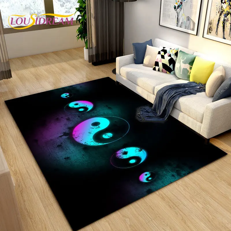 Modern Chinese Tai Chi Bagua Yin Yang Area Rug,Carpet Rug for Living Room Decoration Crawl Soft Non-slip Floor Mat Kitchen Floor