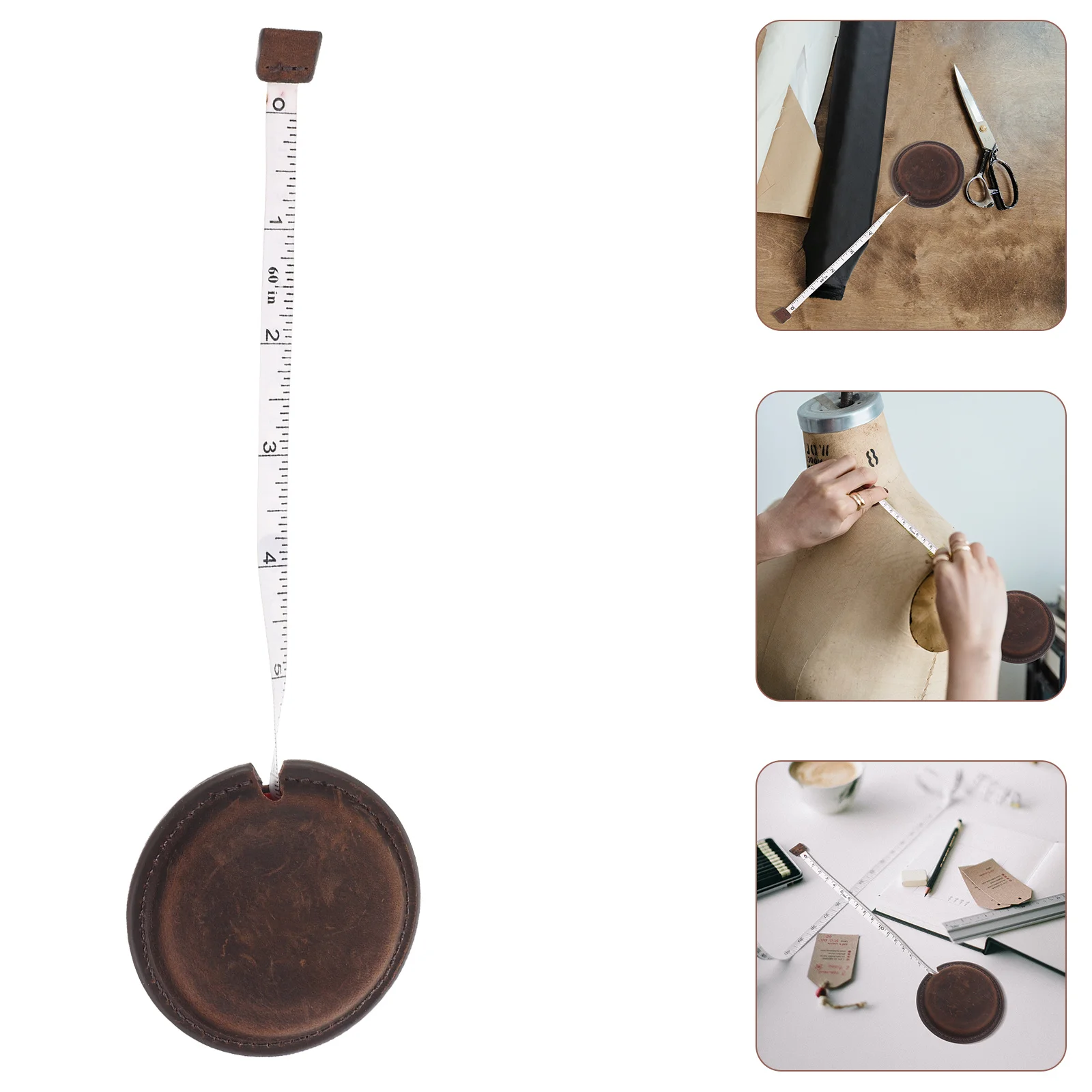 

Mini Tape Measure Keychain Cowhide Measuring Tool For Sewing Crafting Home Diy Lightweight Portable Retractable Body