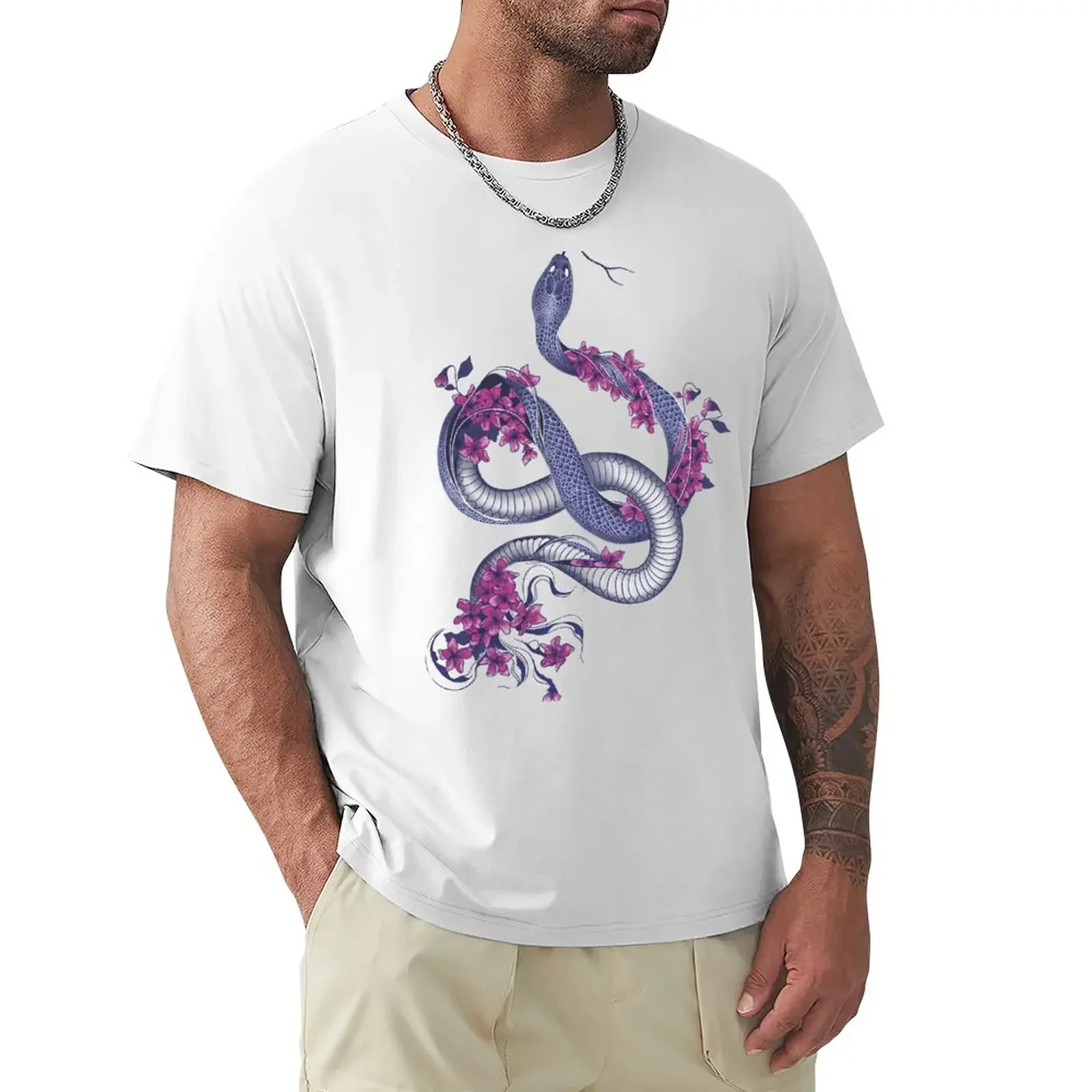 Floral Snake T-Shirt heavyweight t shirts oversized t shirts t shirts for men graphic