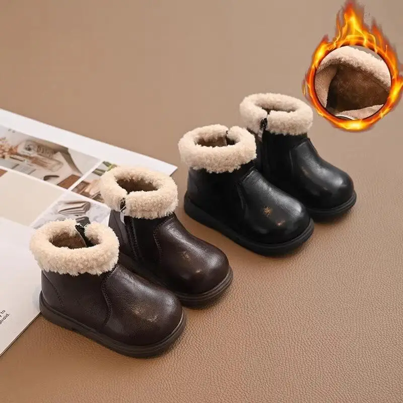 

Winter Girl Ankle Boots Child Soft Sole Keep Warm Thicken Cotton Shoes Versatile Child Kawaii Cute Fashion New Style Casual Shoe