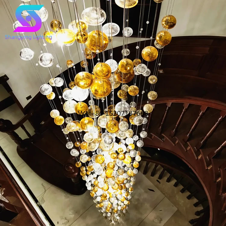 Modern European-Style Duplex Villa Attic Crystal Chandelier High-End Hotel & Villa Lobby Lighting Project
