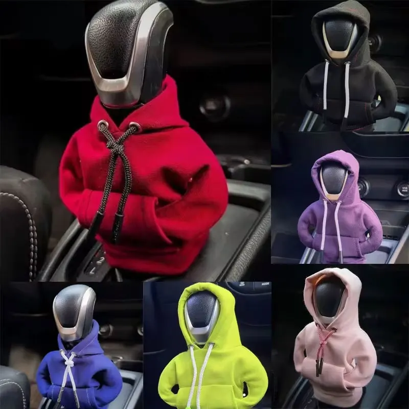 Capa de Alavanca de Câmbio Mini Hoodie, Decoração para Alavanca de Câmbio, Compatível com Câmbio Manual e Automático, Decoração Interior Universal para Carros