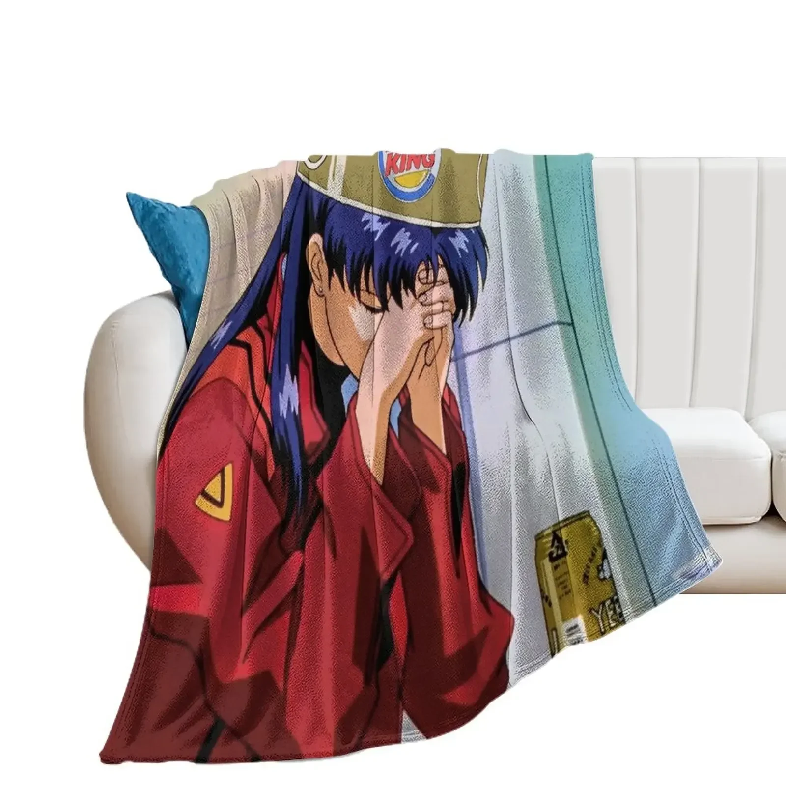 Misato With Crown Throw Blanket Shaggy Decorative Throw Soft Plaid Blankets