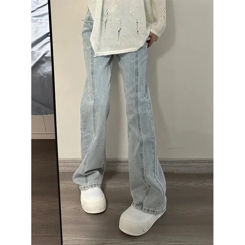 

American Sle High Waist Wide Leg Jeans Women's Spring Summer Thin Straight Tube Long Pants Slimming Design Sensation