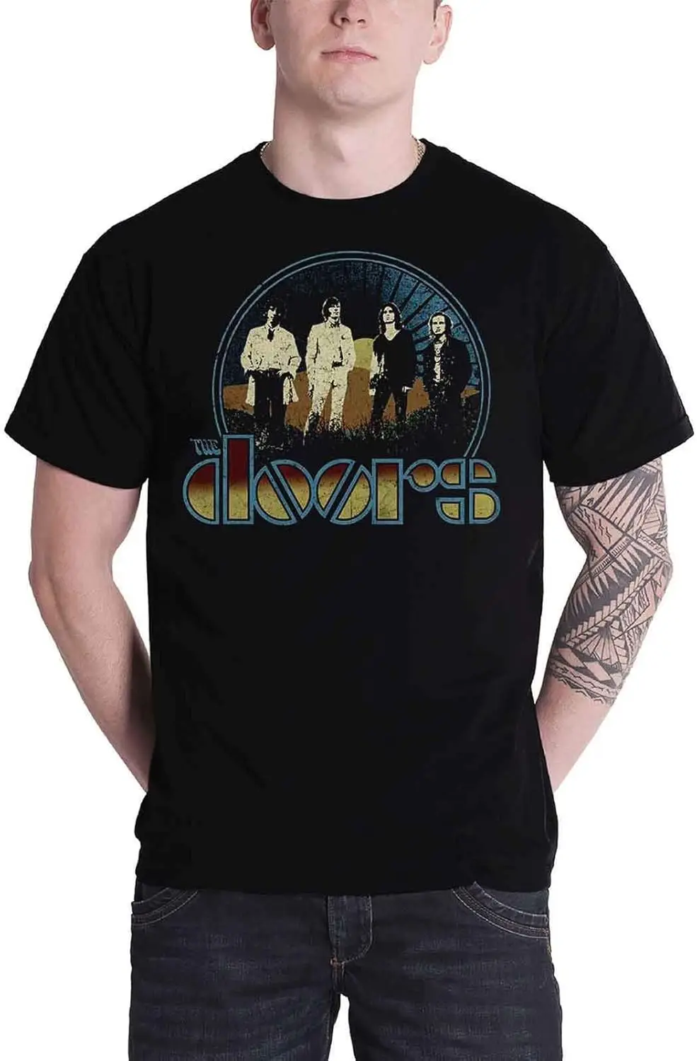 The Doors T Shirt Vintage Field Band Logo Jim Morrison Official Mens Black