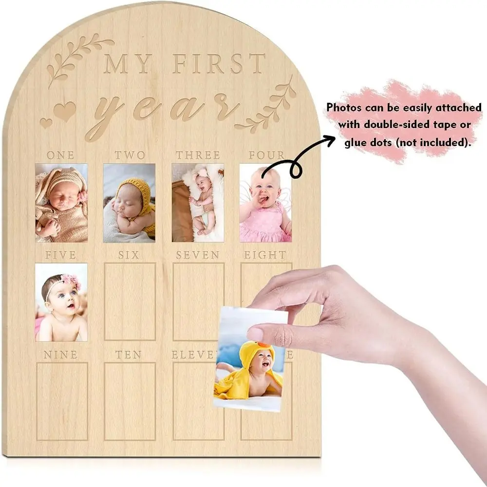 New Wood My First Year Photo Display Board Calendar Card 12 Months Baby Picture Frame Baby\'s First Year Photo Frame