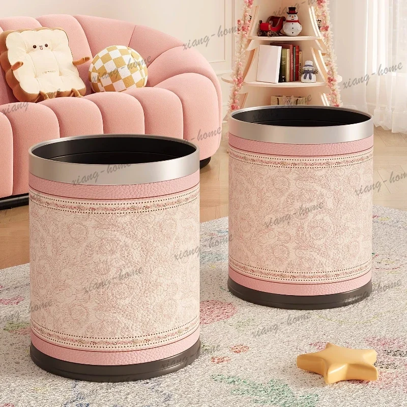 LJY kitchen thickened trash can Kitchen garbage cube Girls bedroom trash can cute pink large trash can household living room mod