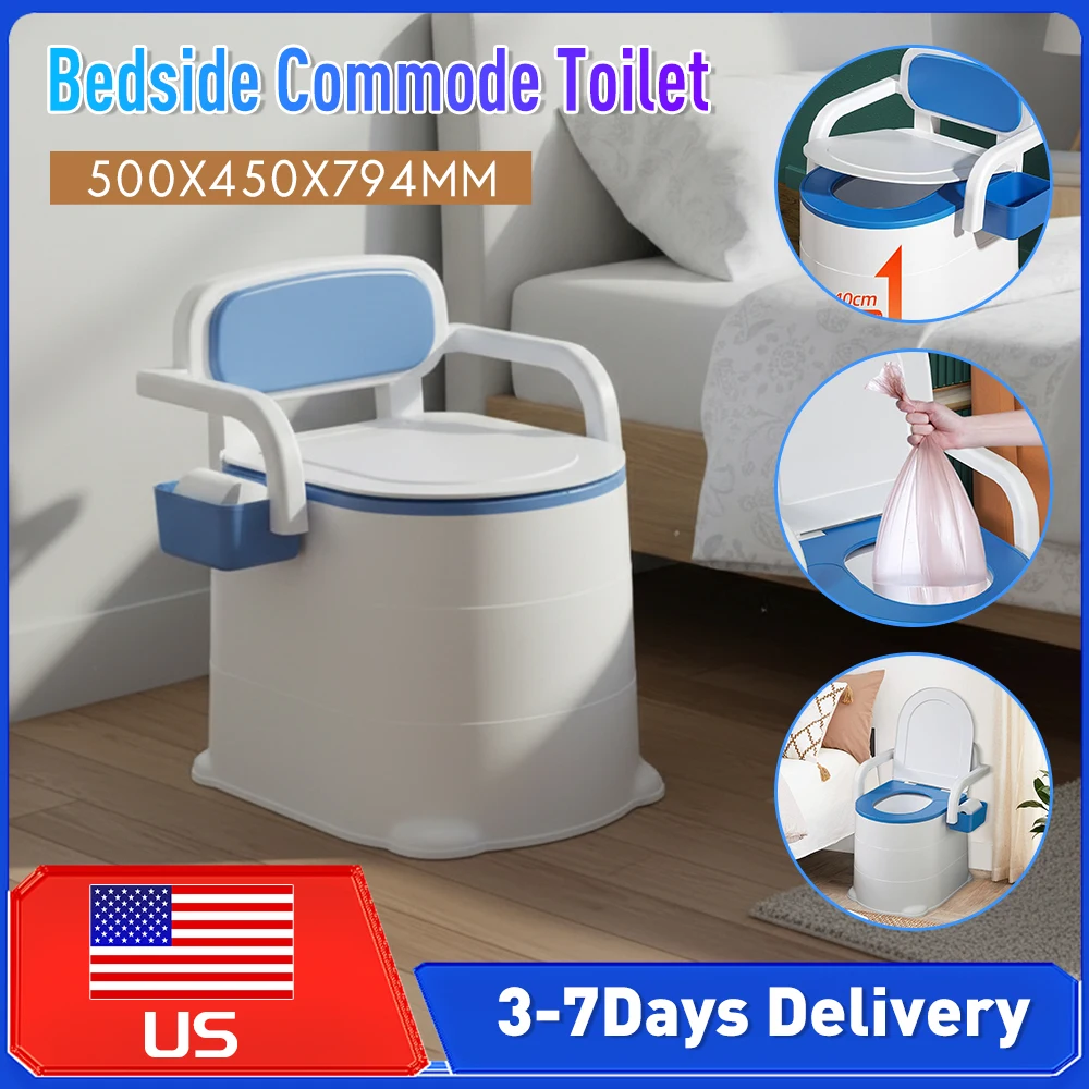 

Bedside Commode Portable Squat Toilet Heavy Duty Potty Chair with Armrest Bedside Toilet Portable Commode Toilet for Bedroom