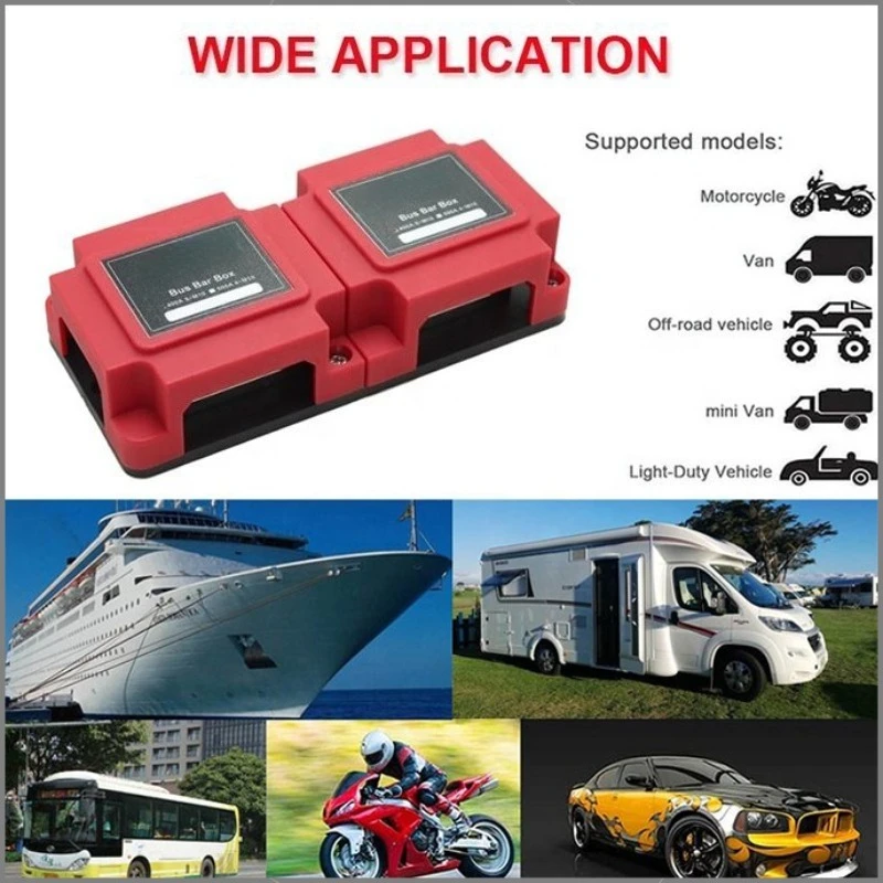 400A 48V Bus Bar Box 8 M10 Terminal Studs Heavy Duty Power Distribution Block for RV Marine Vehicle